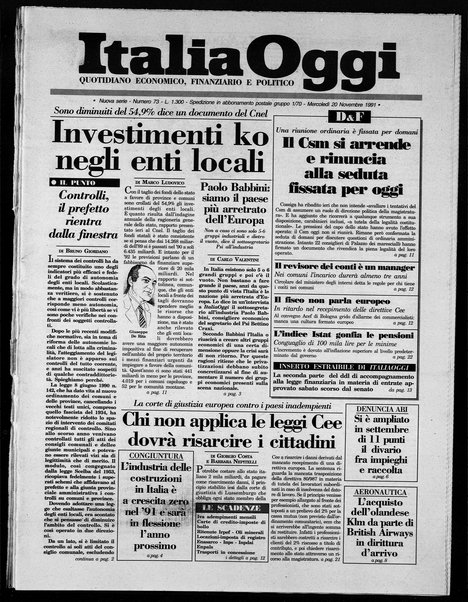 Italia oggi : quotidiano di economia finanza e politica